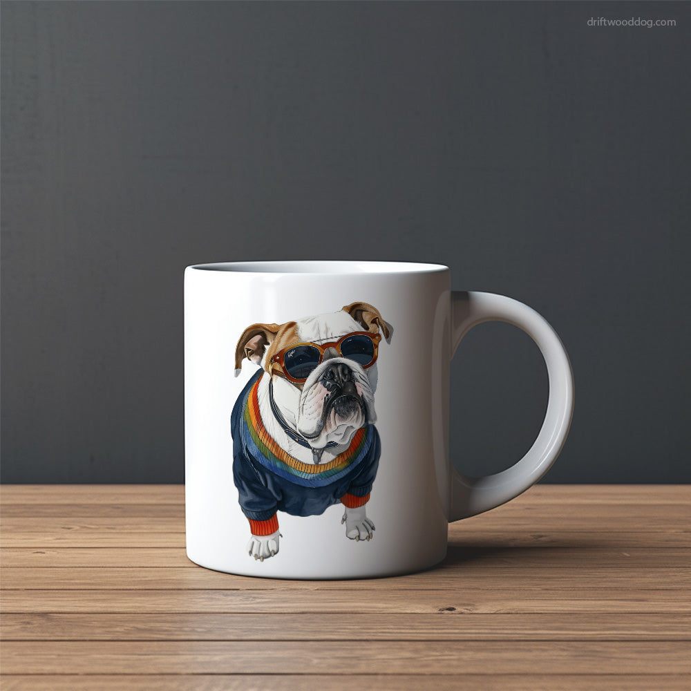 Bulldog Wearing Rainbow Outfit Mug – Custom Dog Mugs | Personalized Pet Mugs