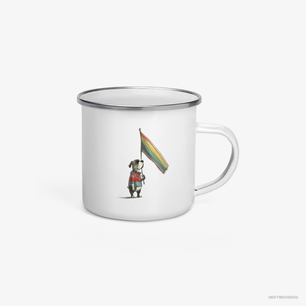 Bulldog Holding LGBTQ+ Flag Enamel Mug