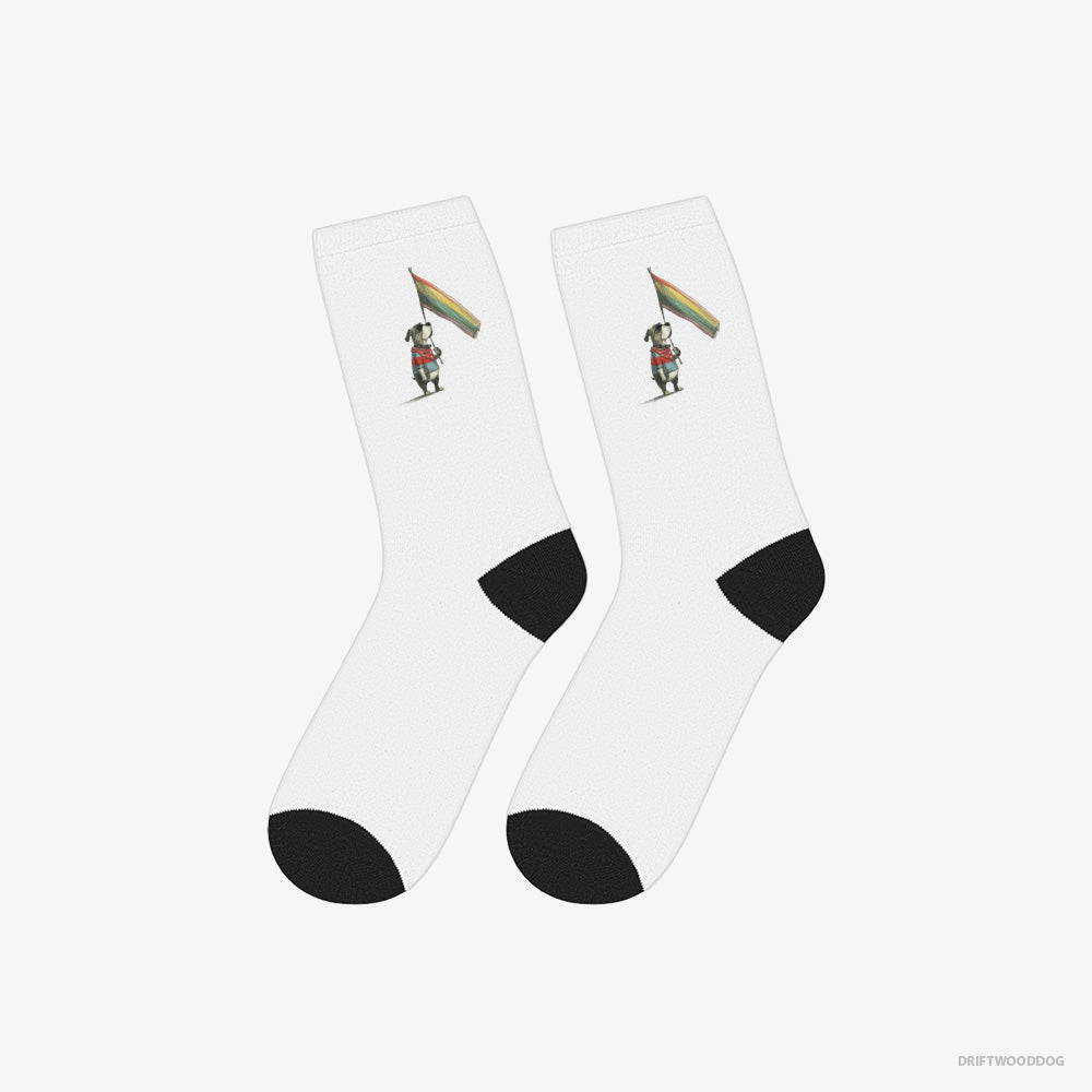 Bulldog Holding LGBTQ+ Flag – Socks White – Classic