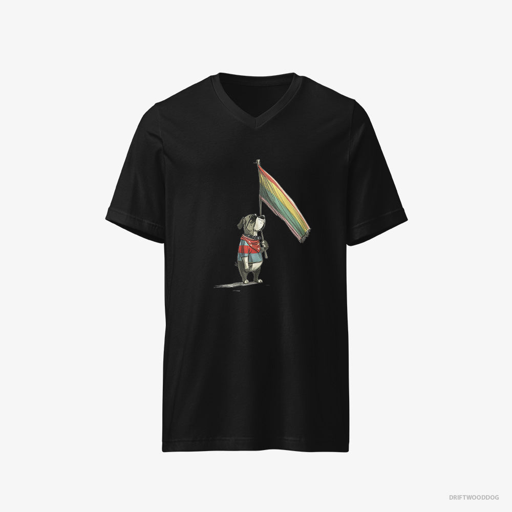 Bulldog Holding LGBTQ+ Flag – Men's T-Shirt Black V-Neck – V-Neck