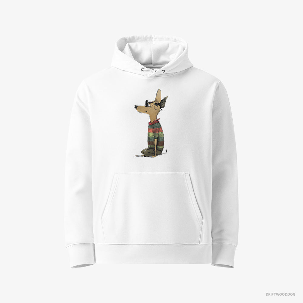 Chihuahua Hoodie – Men White Hoodie Eco-Friendly – Clad in Rainbow Apparel (on White Background)