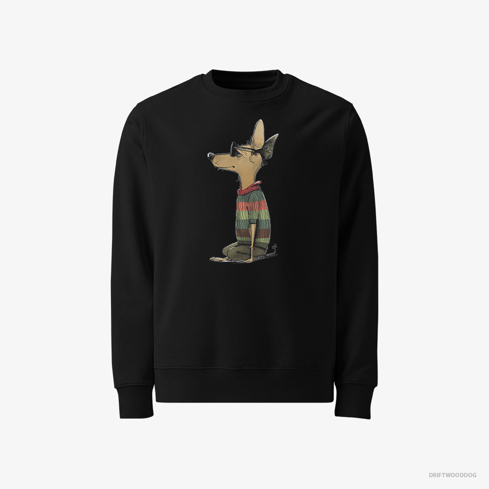 Chihuahua Sweatshirt – Men Black Sweatshirt Classic – Clad in Rainbow Apparel (on White Background)