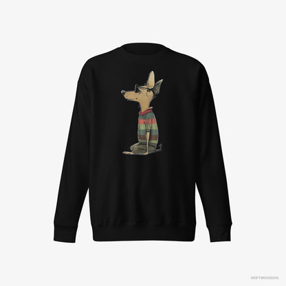 Chihuahua Sweatshirt – Men Black Sweatshirt Eco-Friendly – Clad in Rainbow Apparel (on White Background)