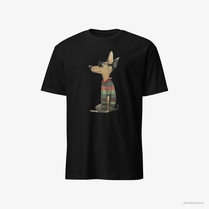 Chihuahua Clad in Rainbow Apparel Black T-Shirt