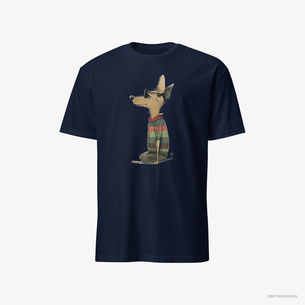 Chihuahua T-Shirt – Men Navy T-Shirt Classic – Clad in Rainbow Apparel (on White Background)