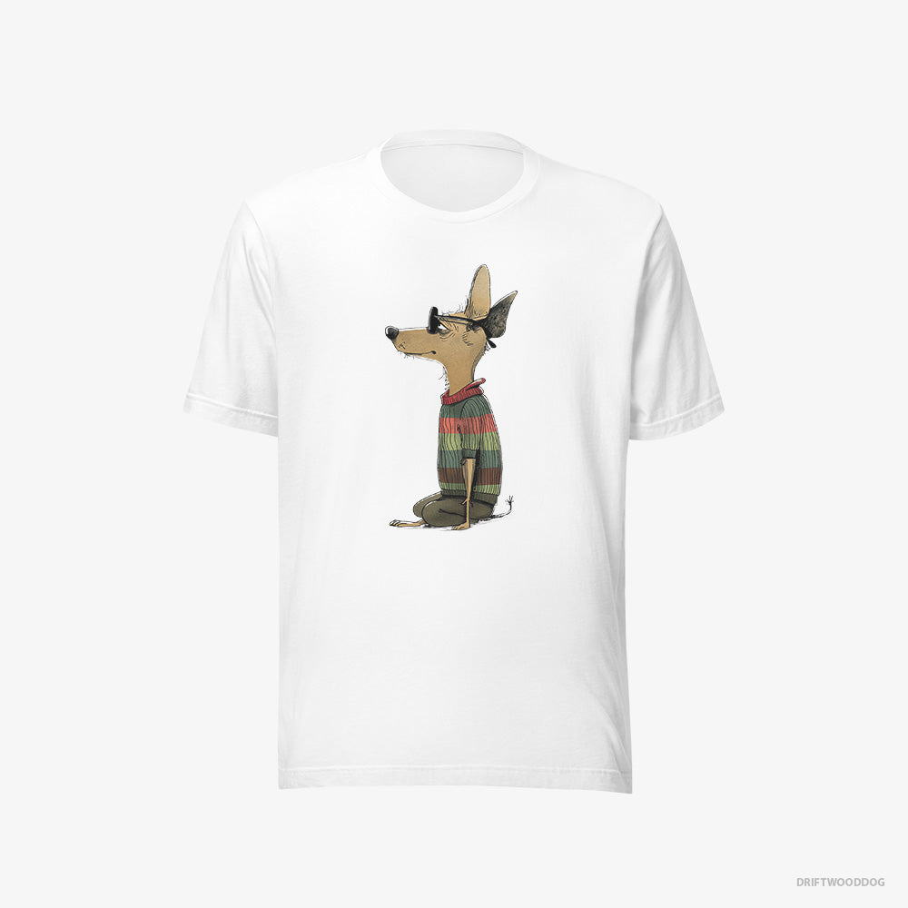 Chihuahua T-Shirt – Men White T-Shirt Eco-Friendly – Clad in Rainbow Apparel (on White Background)