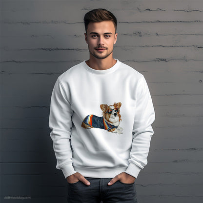 Corgi Enjoying Pride Sweatshirt – Unique Dog Sweatshirt for Men