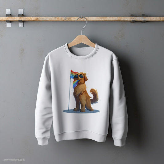 Golden Retriever with an LGBTQ+ Flag Sweatshirt – Unisex Sweatshirt for Dog Lovers