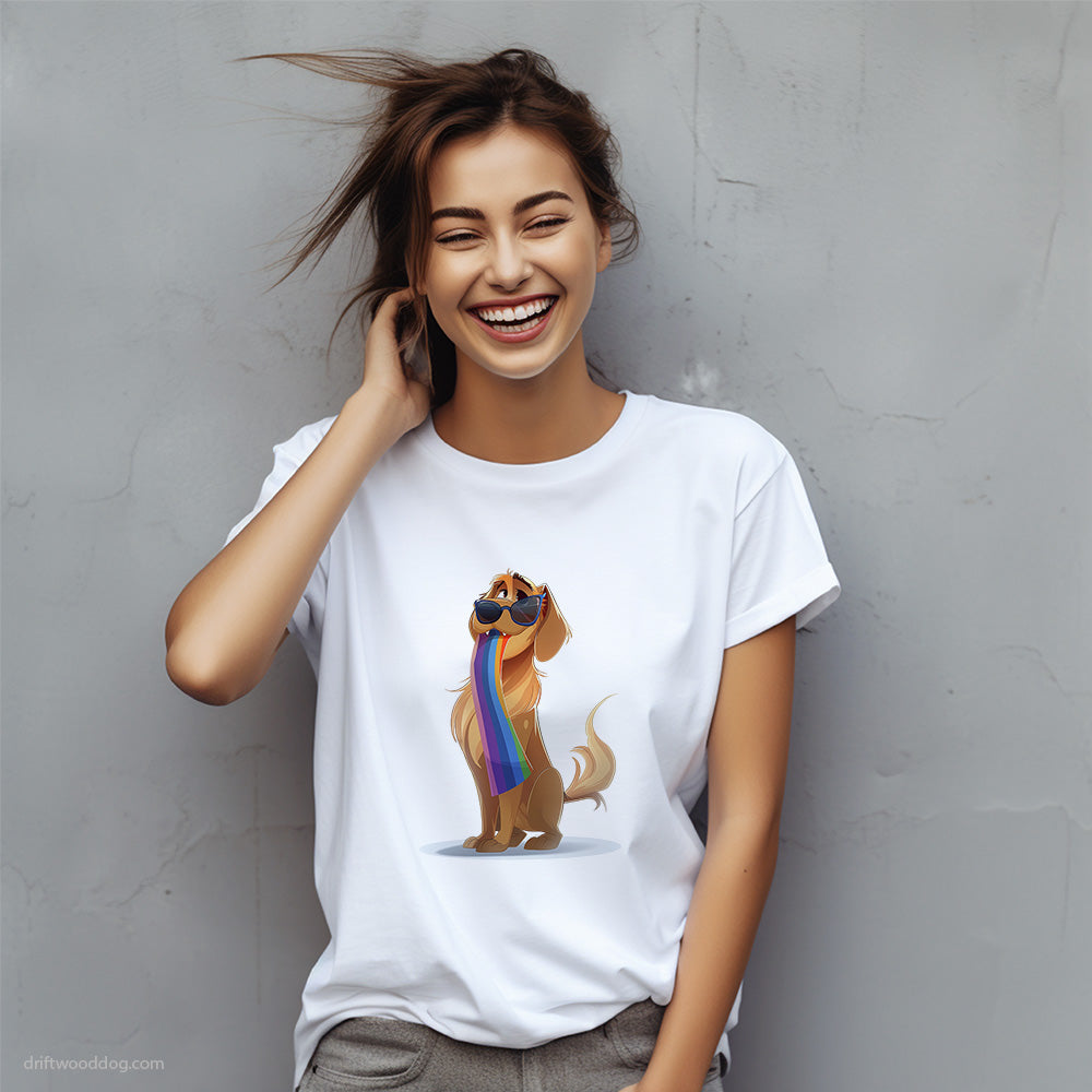 Golden Retriever Holding Pride Flag T-Shirt – Custom Dog T-Shirts for Women