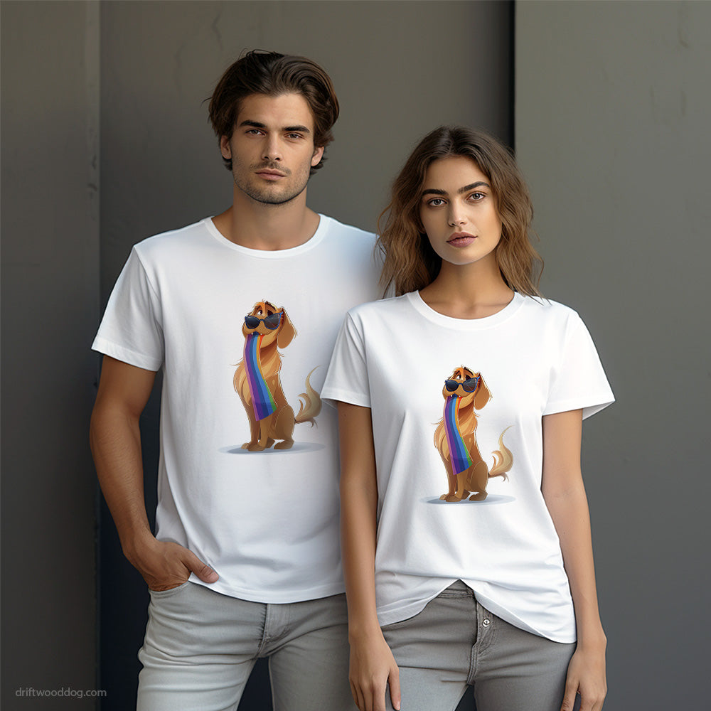 Golden Retriever Holding Pride Flag T-Shirt – Dog-Themed Gifts for Dog Lovers