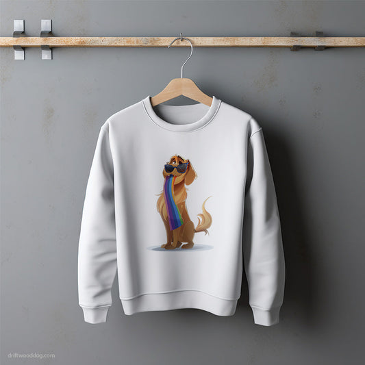 Golden Retriever Holding Pride Flag Sweatshirt – Unisex Sweatshirt for Dog Lovers