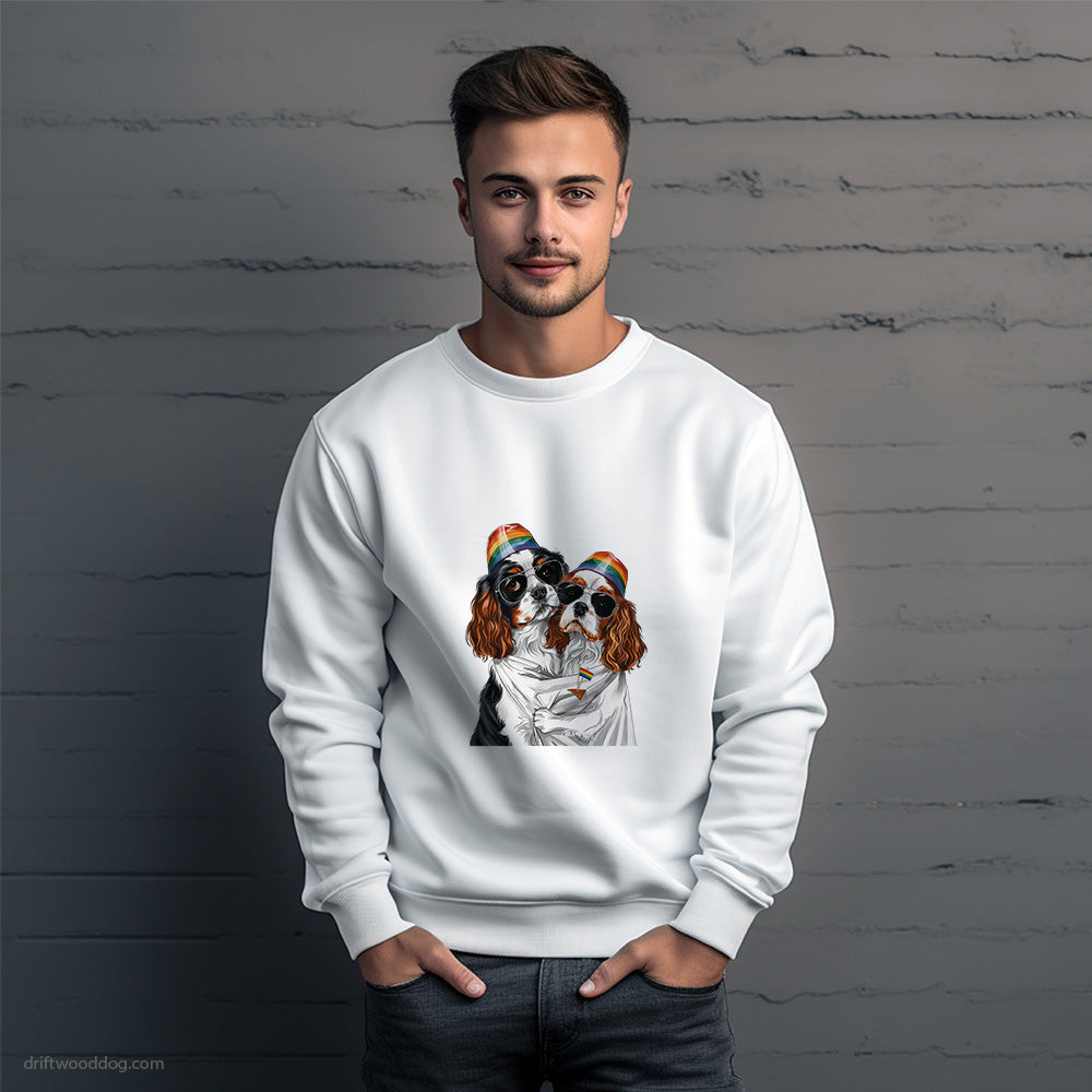 Cavalier King Charles Spaniel Couple Hugging at Pride Sweatshirt – Unique Dog Sweatshirt for Men