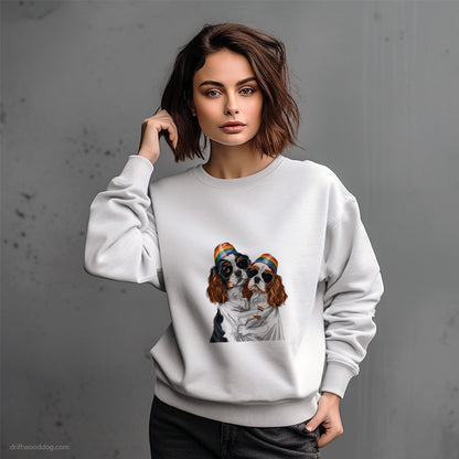 Cavalier King Charles Spaniel Couple Hugging at Pride Sweatshirt – Dog-Themed Gifts for Dog Lovers