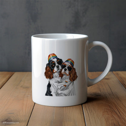 Cavalier King Charles Spaniel Couple Hugging at Pride Mug – Unique Dog Cups | Dog-Themed Mugs