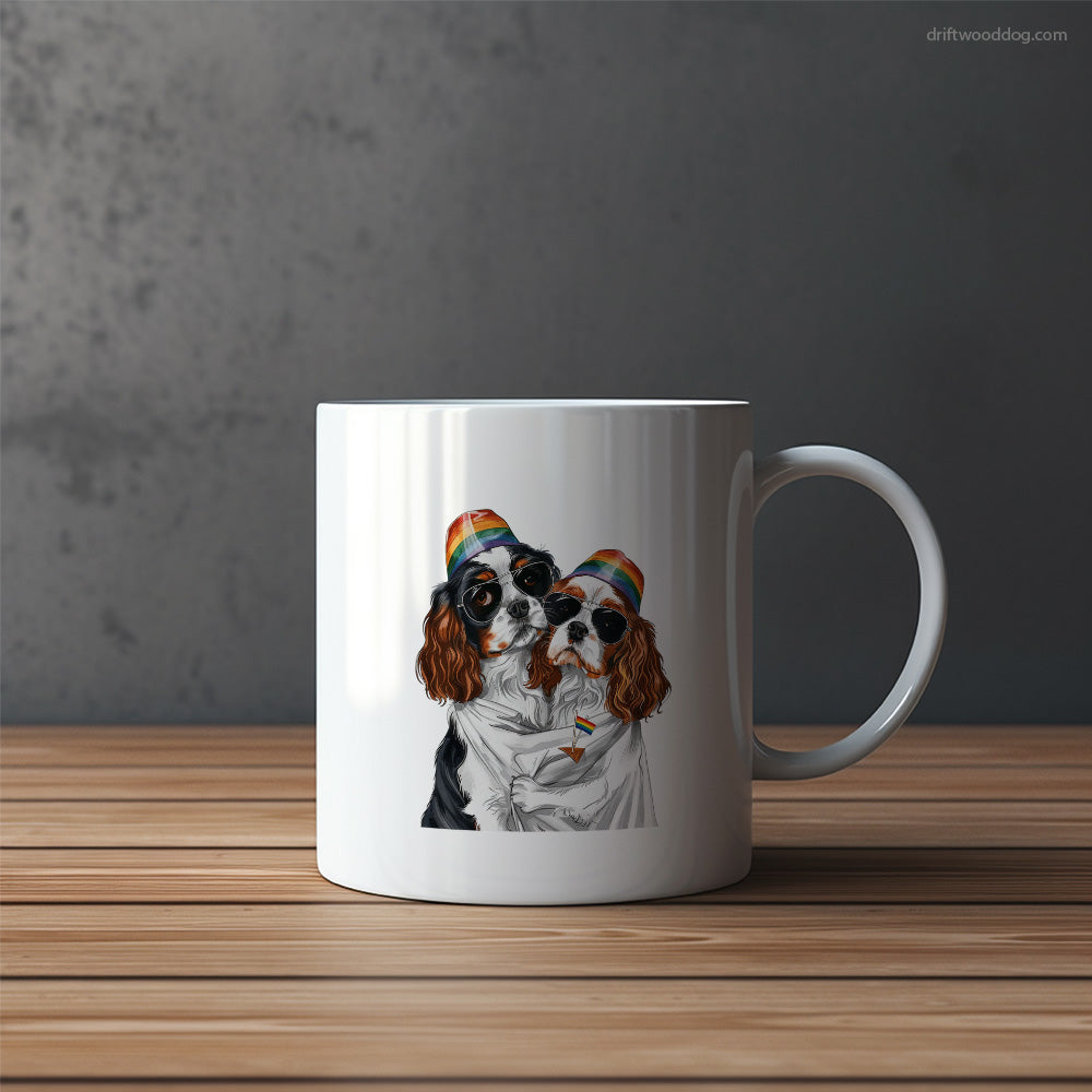 Cavalier King Charles Spaniel Couple Hugging at Pride Mug – Funny Dog Coffee Mugs | Quirky Canine Drinkware