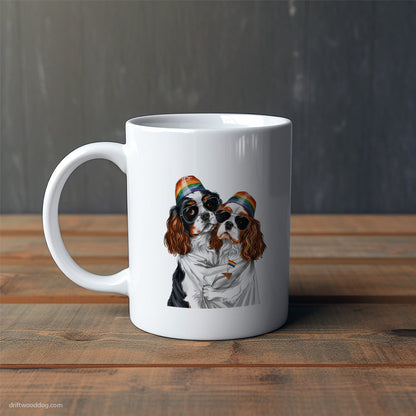 Cavalier King Charles Spaniel Couple Hugging at Pride Mug – Cute Dog-Themed Mugs | Perfect Gifts for Dog Lovers