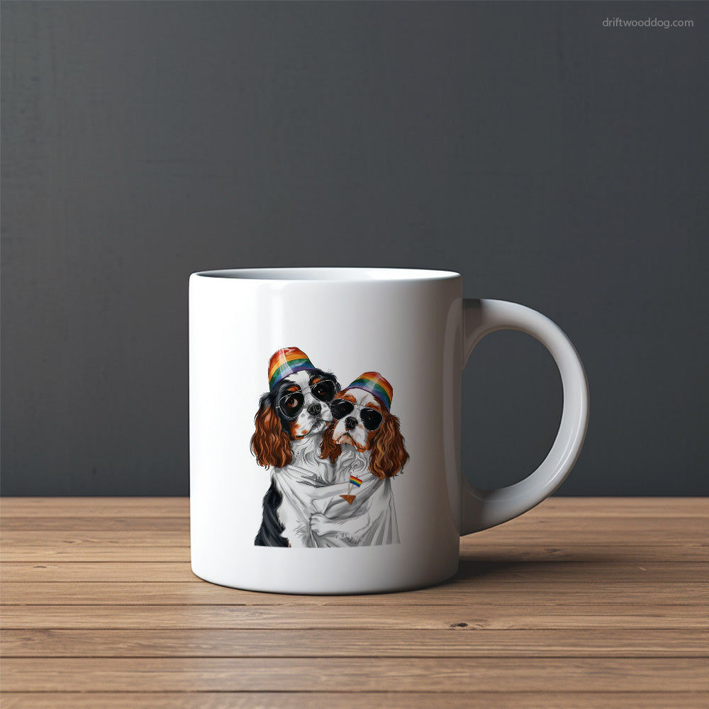 Cavalier King Charles Spaniel Couple Hugging at Pride Mug – Custom Dog Mugs | Personalized Pet Mugs