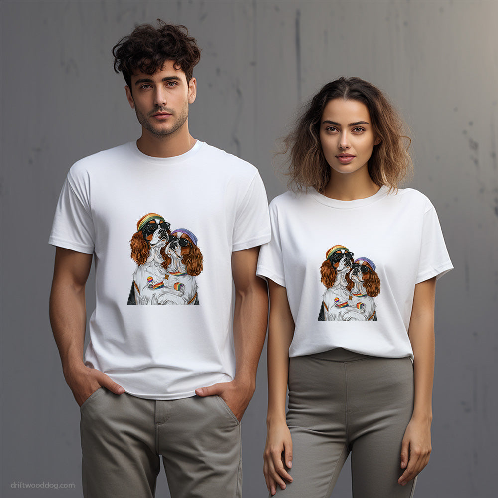 Cavalier King Charles Spaniel Couple Celebrating Pride T-Shirt – Unisex T-Shirt for Dog Lovers 