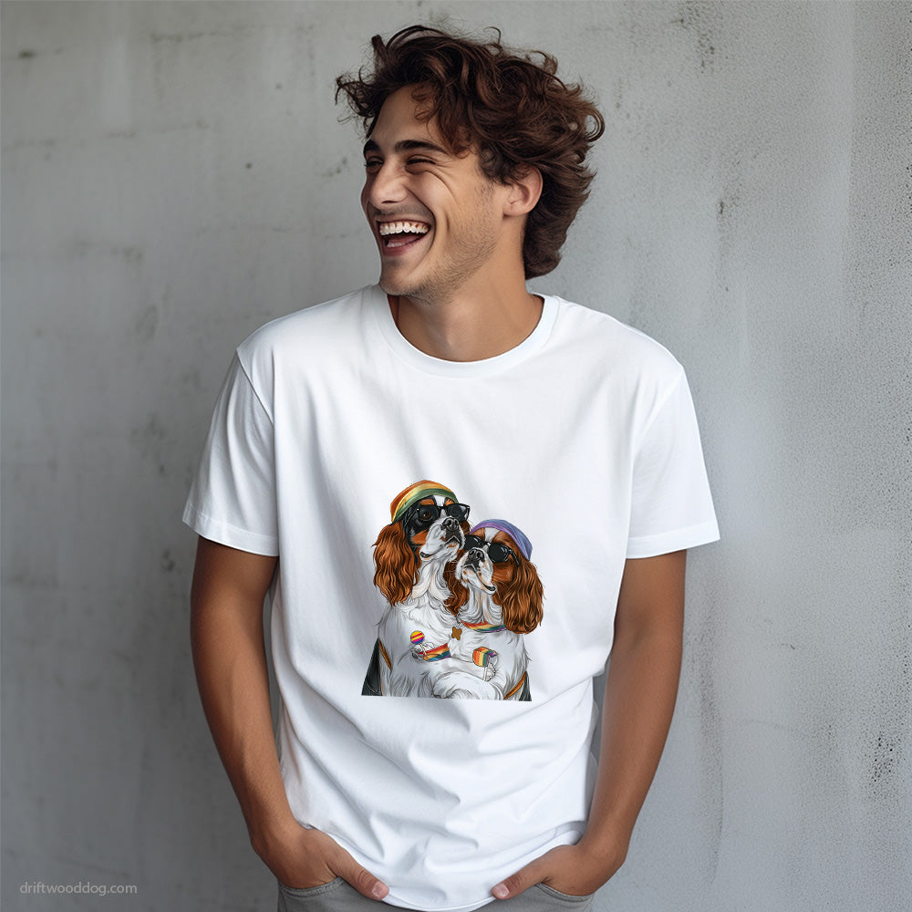 Cavalier King Charles Spaniel Couple Celebrating Pride T-Shirt – Dog T-Shirt for Men