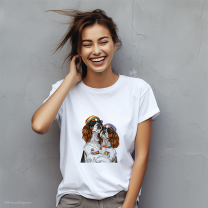 Cavalier King Charles Spaniel Couple Celebrating Pride T-Shirt – Custom Dog T-Shirts for Women