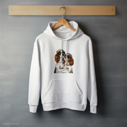 Cavalier King Charles Spaniel Couple Celebrating Pride Hoodie – Unisex Hoodie for Dog Lovers