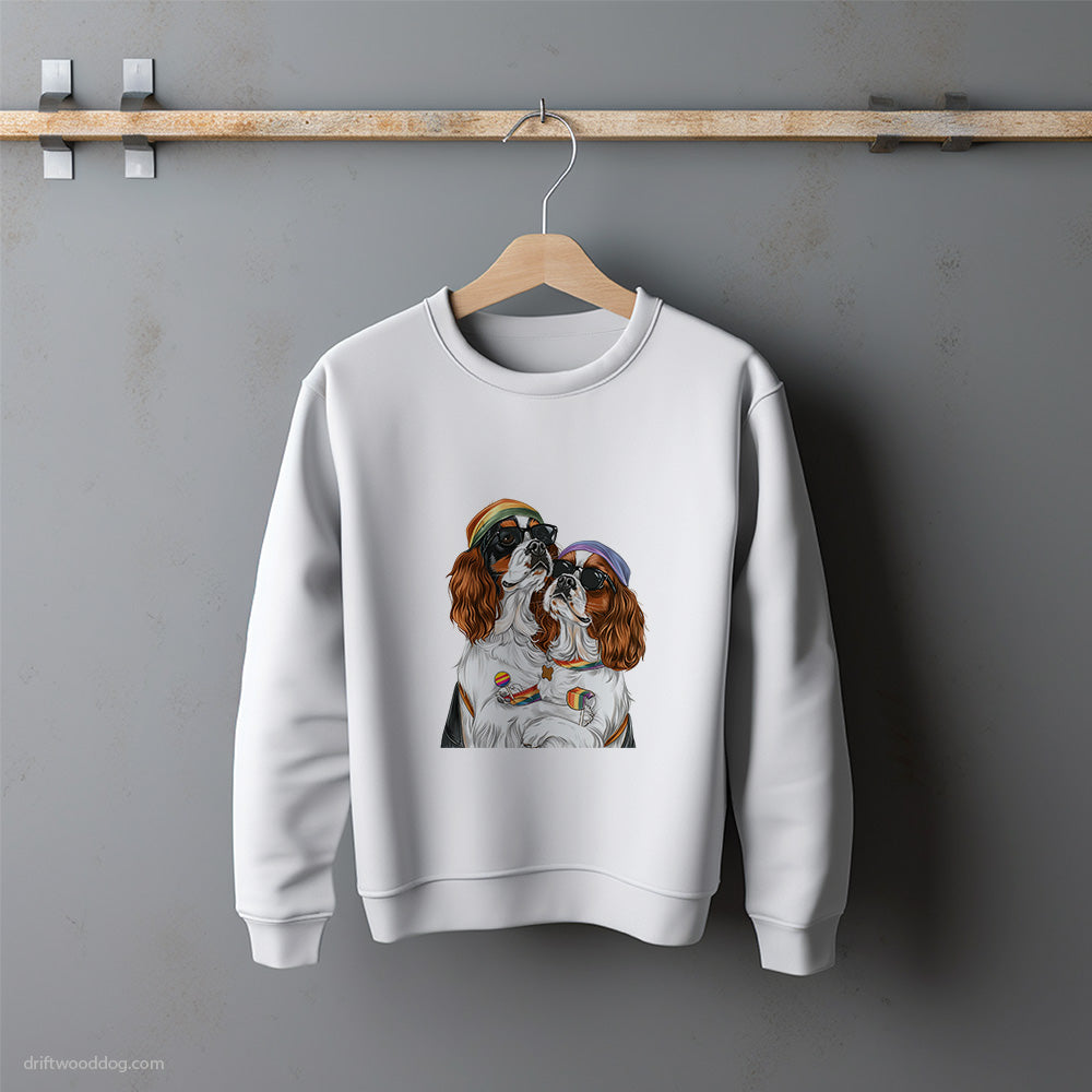 Cavalier King Charles Spaniel Couple Celebrating Pride Sweatshirt – Unisex Sweatshirt for Dog Lovers