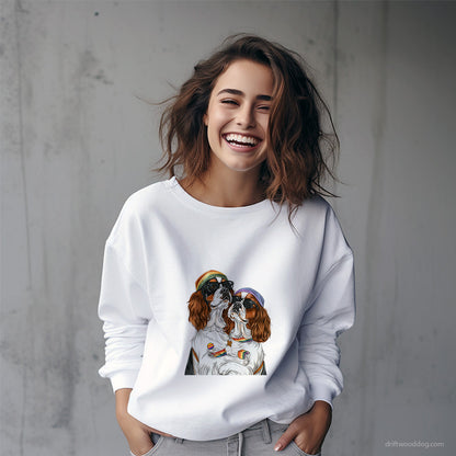 Cavalier King Charles Spaniel Couple Celebrating Pride Sweatshirt – Custom Dog Sweatshirt for Women