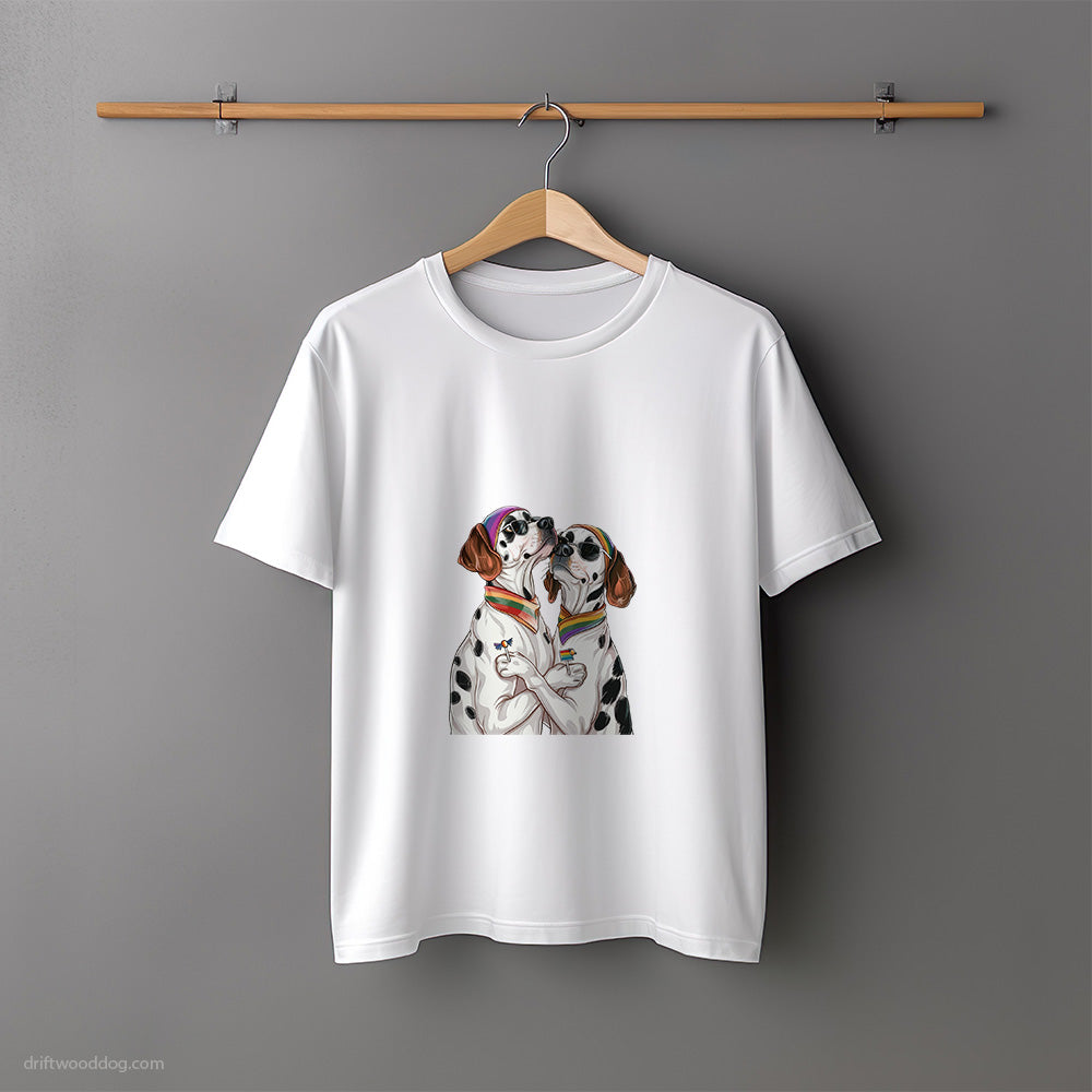 Dalmatian Couple Celebrating Pride T-Shirt – Unisex Tee for Dog Lovers