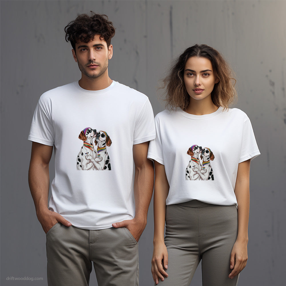 Dalmatian Couple Celebrating Pride T-Shirt – Unisex T-Shirt for Dog Lovers 