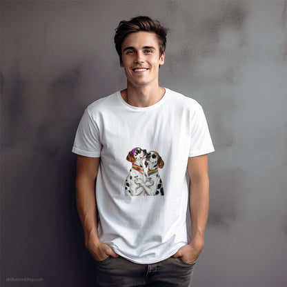 Dalmatian Couple Celebrating Pride T-Shirt – Dog Graphic Tee for Men