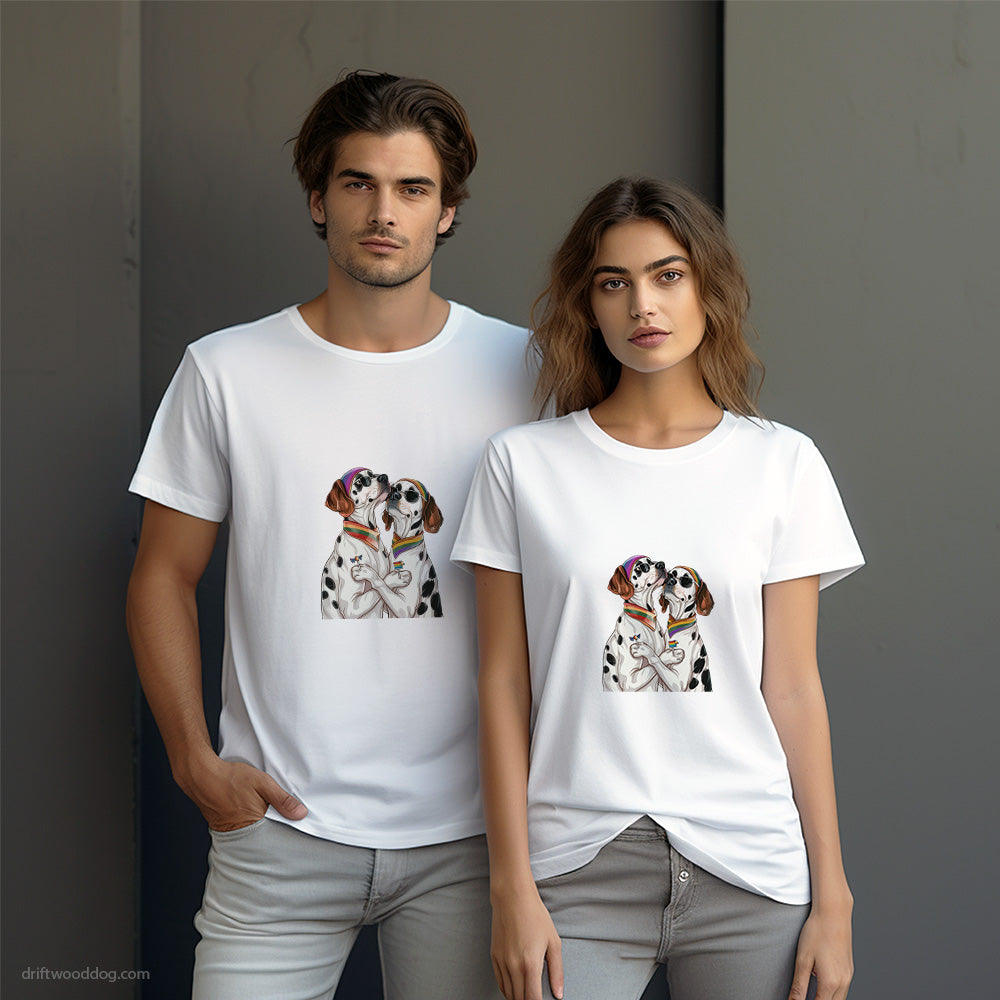 Dalmatian Couple Celebrating Pride T-Shirt – Dog-Themed Gifts for Dog Lovers