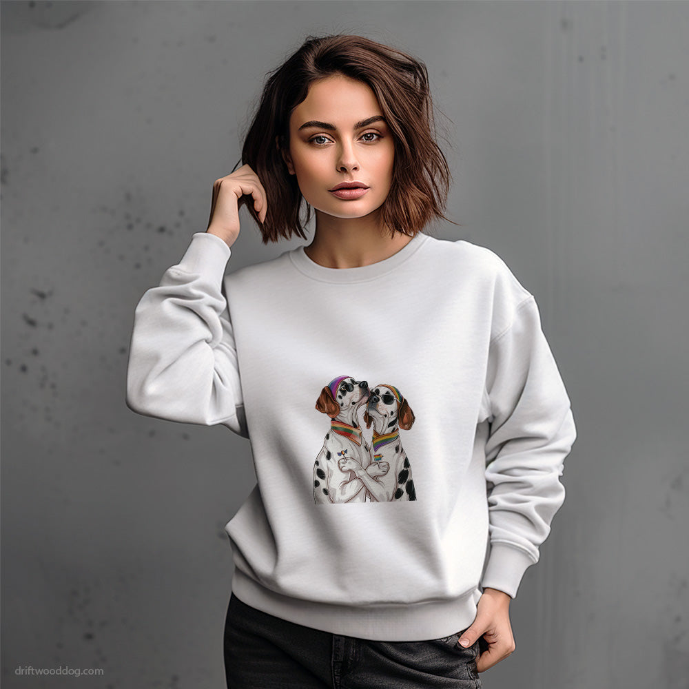 Dalmatian Couple Celebrating Pride Sweatshirt – Dog-Themed Gifts for Dog Lovers