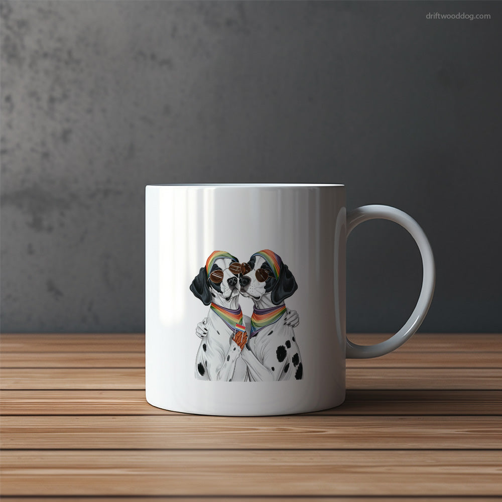 Dalmatian Couple Hugging at Pride Mug – Funny Dog Coffee Mugs | Quirky Canine Drinkware