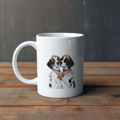 Dalmatian Couple Hugging at Pride Mug – Cute Dog-Themed Mugs | Perfect Gifts for Dog Lovers