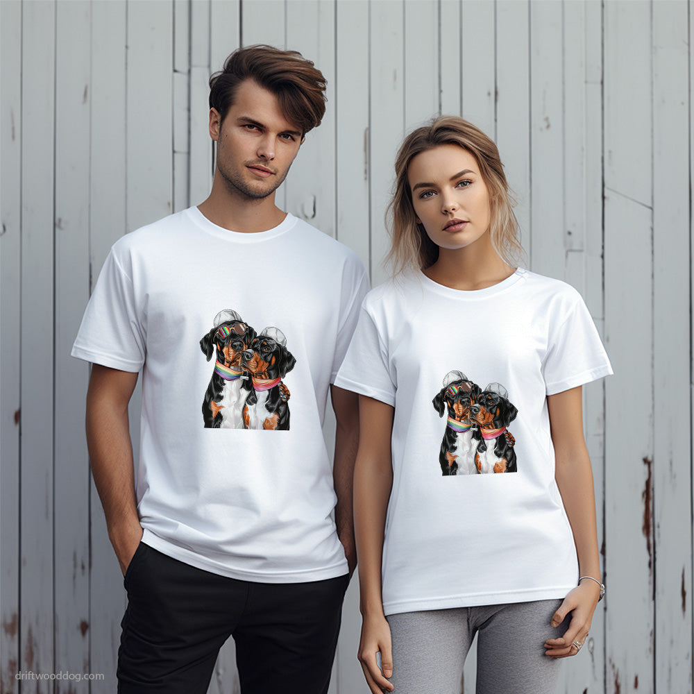 Dobermann Couple Celebrating Pride T-Shirt – Unique Dog T-Shirts for Pet Lovers