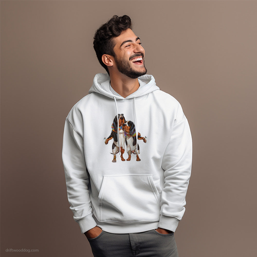 Basset Hound Couple Hugging on Pride Day Hoodie – Dog Hoodies for Men