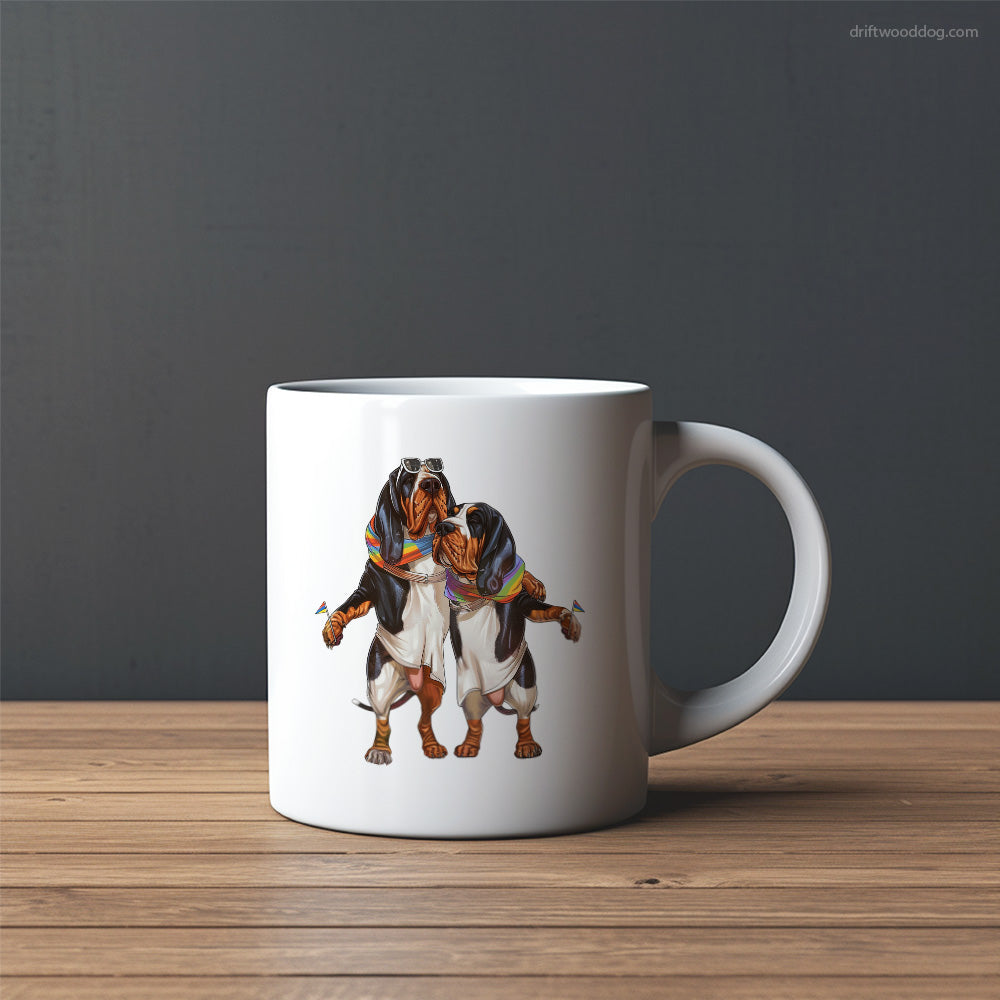 Basset Hound Couple Hugging on Pride Day Mug – Custom Dog Mugs | Personalized Pet Mugs