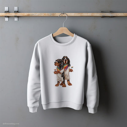 Basset Hound Couple Ready for Pride Sweatshirt – Unisex Sweatshirt for Dog Lovers