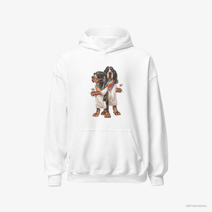 Basset Hound Couple Ready for Pride White Hoodie