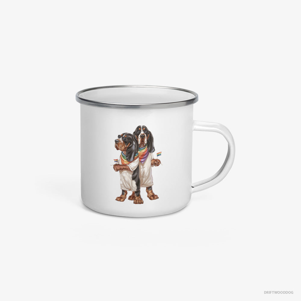 Basset Hound Couple Ready for Pride Enamel Mug