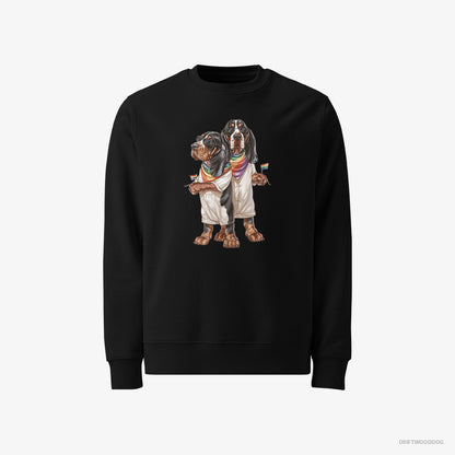 Basset Hound Sweatshirt – Men Black Sweatshirt Classic – Couple Ready for Pride (on White Background)