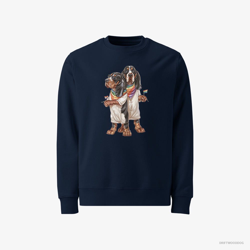 Basset Hound Sweatshirt – Men Navy Sweatshirt Classic – Couple Ready for Pride (on White Background)