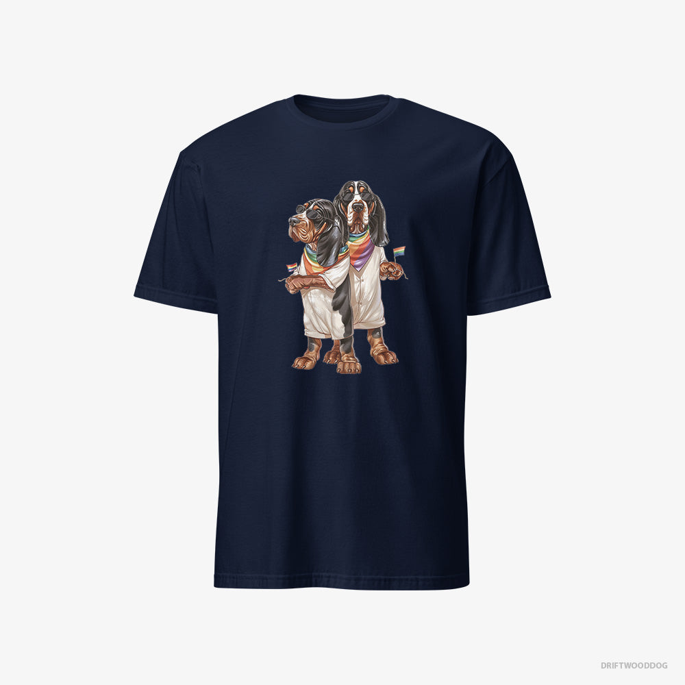 Basset Hound T-Shirt – Men Navy T-Shirt Classic – Couple Ready for Pride (on White Background)