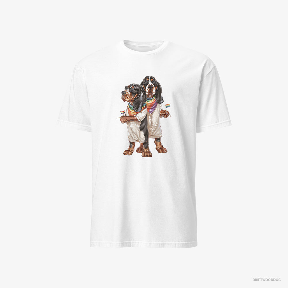 Basset Hound T-Shirt – Men White T-Shirt Classic – Couple Ready for Pride (on White Background)