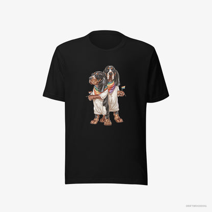 Basset Hound Couple Ready for Pride Black T-Shirt