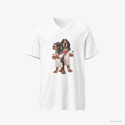 Basset Hound Couple Ready for Pride White T-Shirt