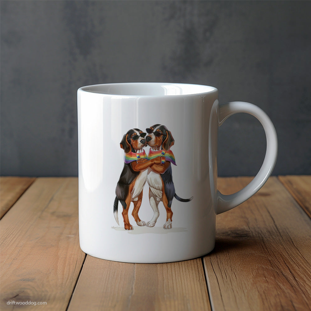 Beagle Couple Hugging at Pride Mug – Unique Dog Cups | Dog-Themed Mugs