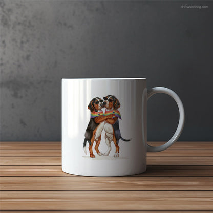 Beagle Couple Hugging at Pride Mug – Funny Dog Coffee Mugs | Quirky Canine Drinkware