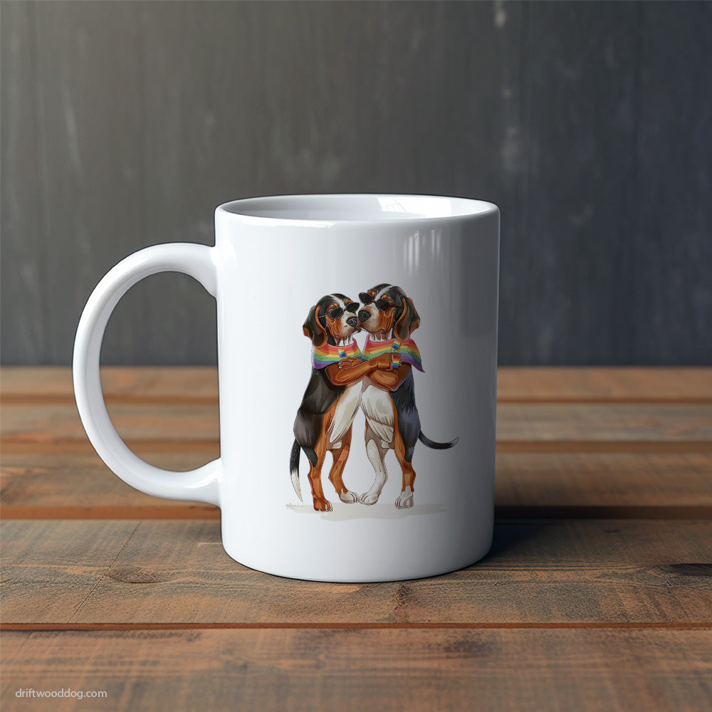 Beagle Couple Hugging at Pride Mug – Cute Dog-Themed Mugs | Perfect Gifts for Dog Lovers