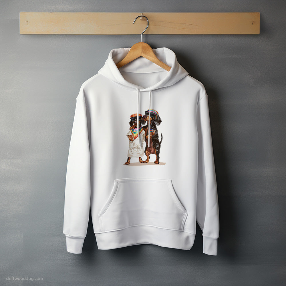 Dachshund Couple Hugging on Pride Day Hoodie – Unisex Hoodie for Dog Lovers